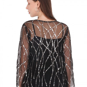 Women Sequence Embellished Net Shrug