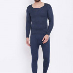 Men Blue Solid Thermal Bottom