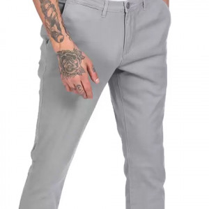 Regular Fit Men Grey Cotton Blend Trousers