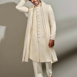 Pristine Off White Sherwani With Dupatta